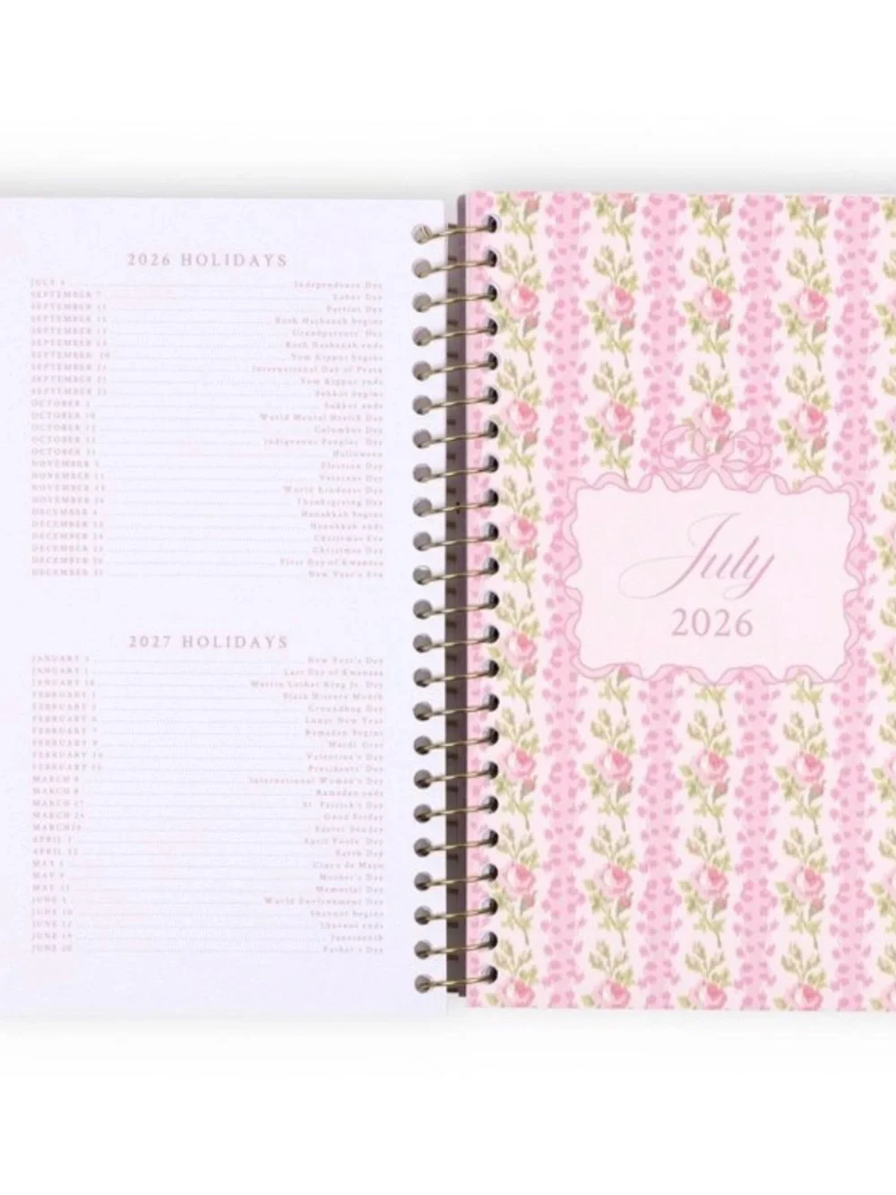 LoveShackFancy x Yoobi Pink Floral Planner 5”x8” Gold Foil Accent-2026-2027